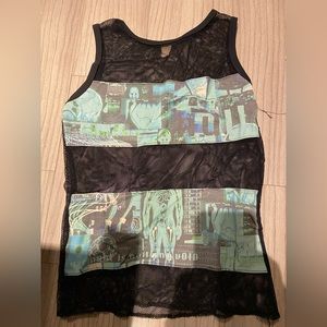 VINTAGE 90s mesh tank with printed nylon panels